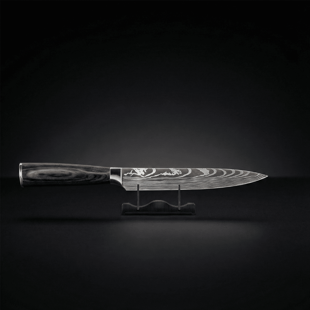 Chef's Knife | Layered Steel | 5.3 Inch Blade | Dark Wood Handle