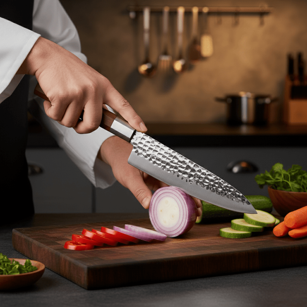 Hand-Hammered Stainless Steel Chef's Knife