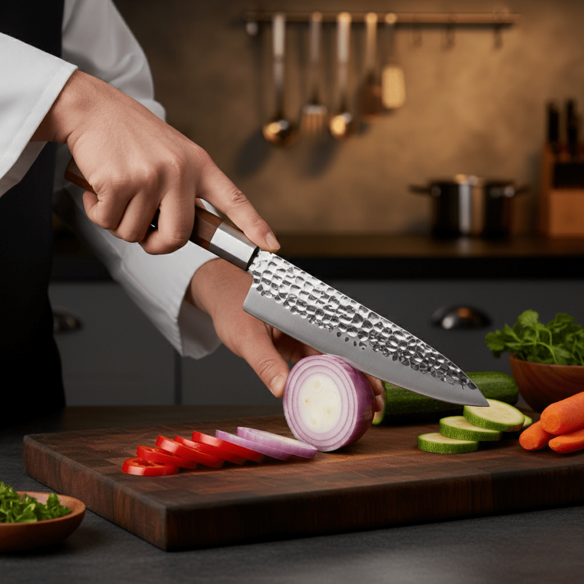Hand-Hammered Stainless Steel Chef's Knife