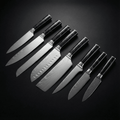 Damascus Knife Set | 8 Pieces | Onyx Epoxy Handles | Chemical-Free