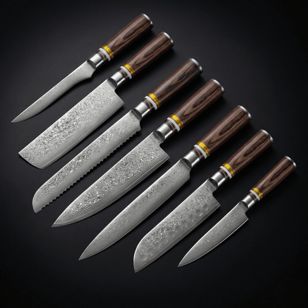Damascus Master Knife Set 7 Piece