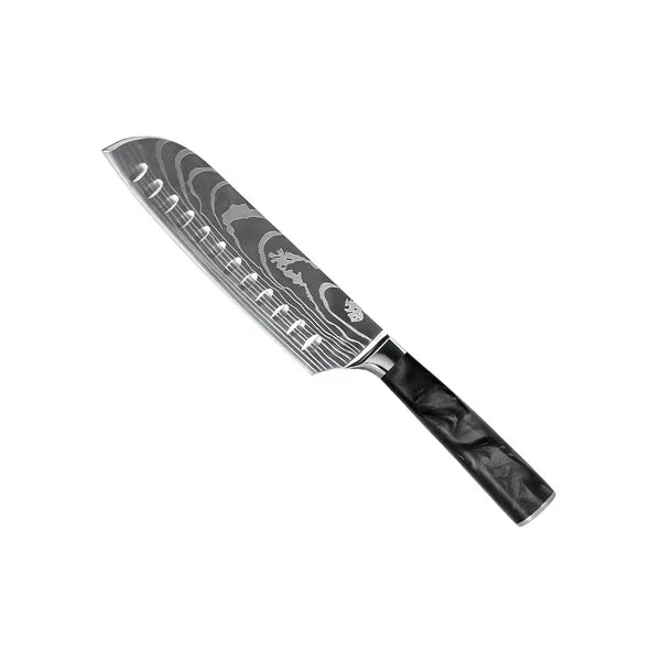 Damascus Knife Set | 8 Pieces | Onyx Epoxy Handles | Chemical-Free