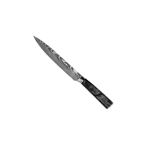 Damascus Knife Set | 8 Pieces | Onyx Epoxy Handles | Chemical-Free
