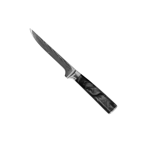 Damascus Knife Set | 8 Pieces | Onyx Epoxy Handles | Chemical-Free
