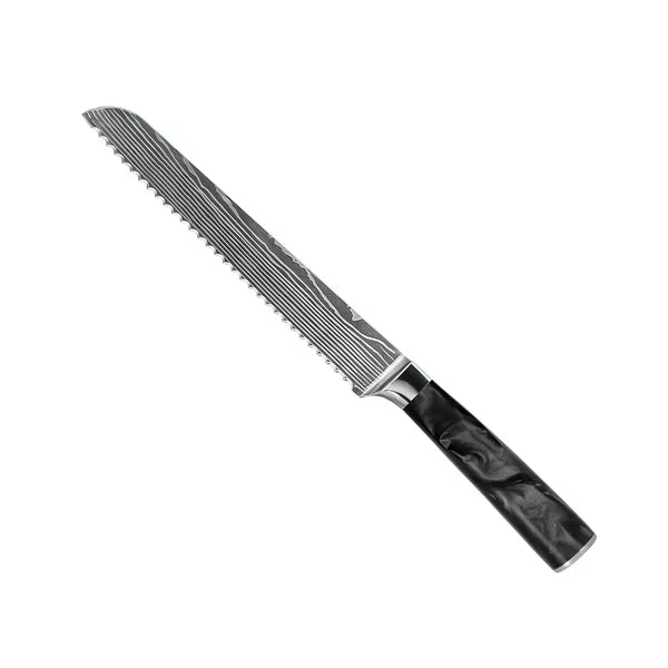 Damascus Knife Set | 8 Pieces | Onyx Epoxy Handles | Chemical-Free
