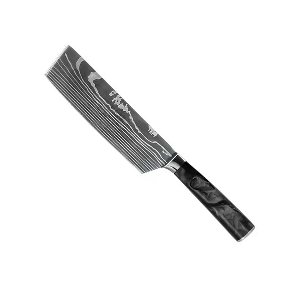 Damascus Knife Set | 8 Pieces | Onyx Epoxy Handles | Chemical-Free