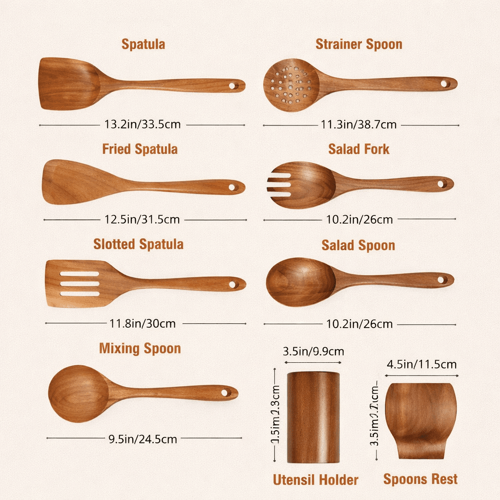 Japanese Wooden Utensil Set 7 Piece