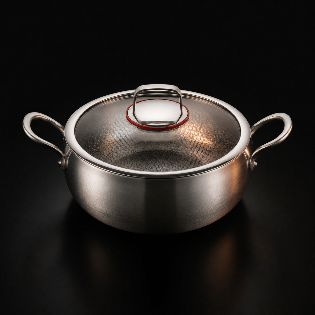 Hand-Hammered Titanium Premium Cooking Set with 2 Lids (8, 9 & 10 Inch)