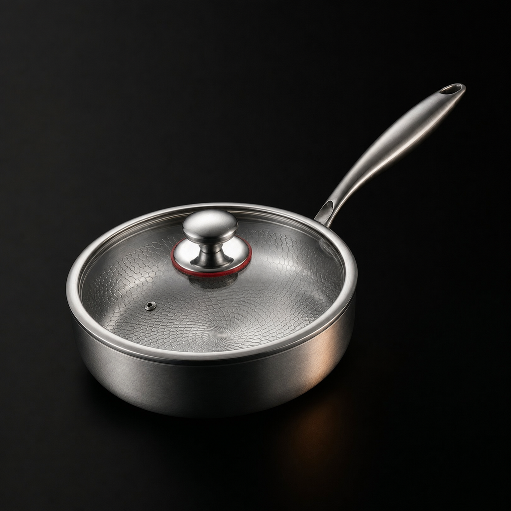 High-Wall Titanium Pan | Hand-Hammered | Induction Ready | Chemical-Free