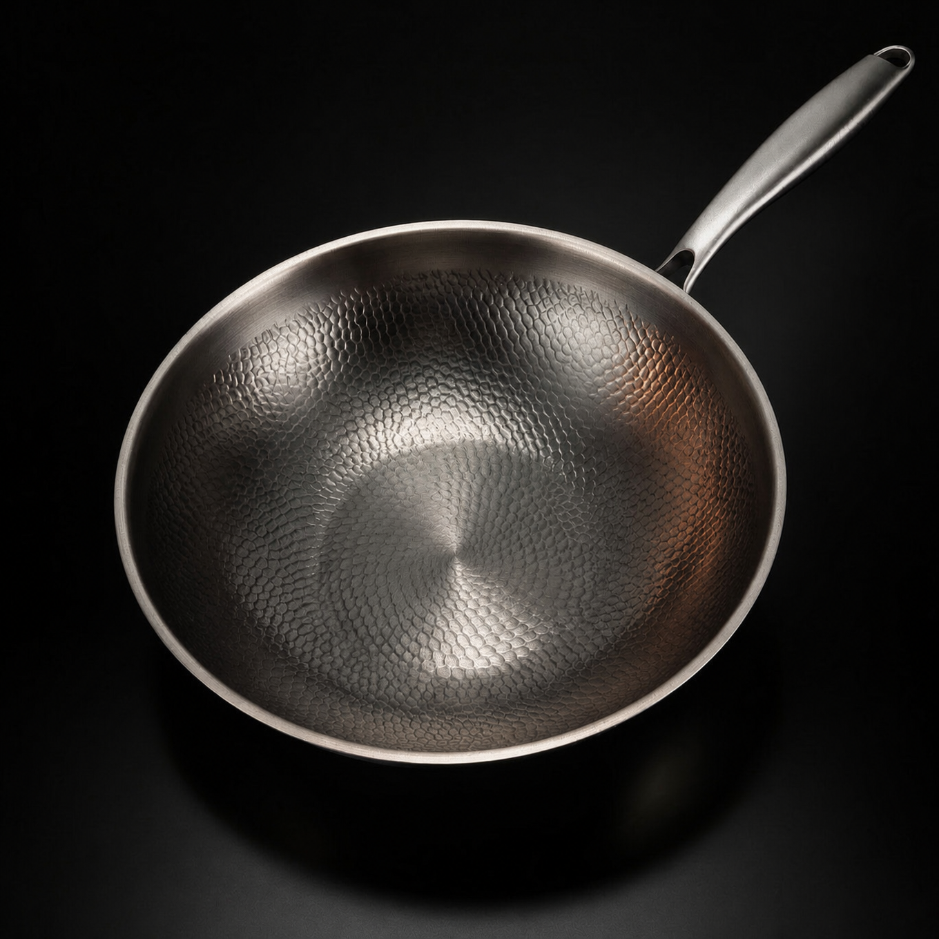 Wok Pan with Flat Base | Hand-Hammered Titanium | Induction Ready | Chemical-Free