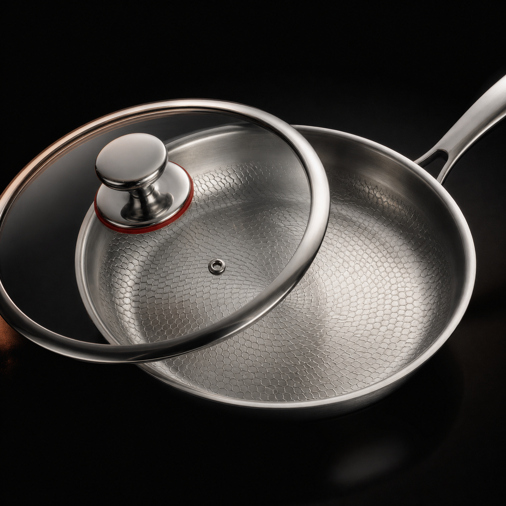 Titanium Frying Pan Bundle with 2 Lids 5 Sizes