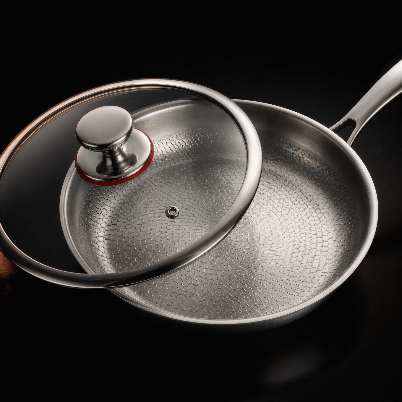 Titanium Frying Pan Bundle with 2 Lids 5 Sizes