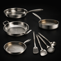 Titanium Cookware Set | 4 Pans & Utensils | Hand-Hammered | Induction Ready