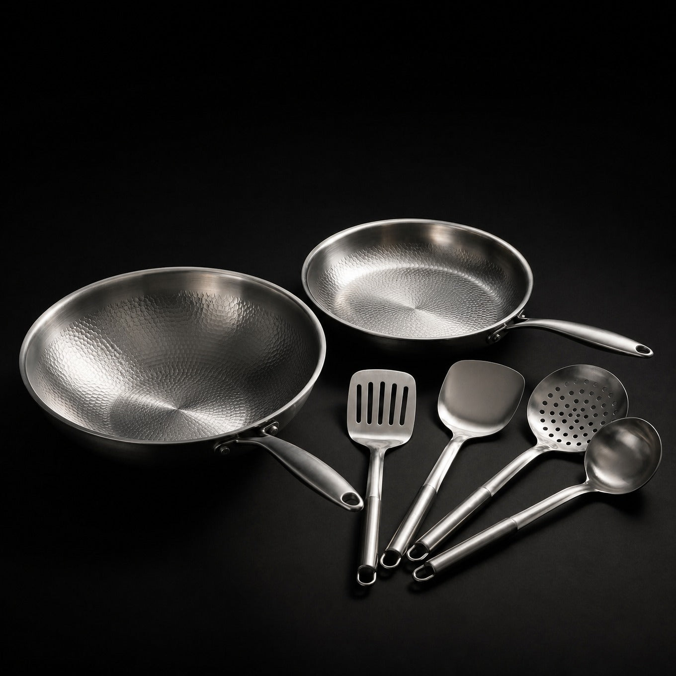 Titanium Wok and Fry Pan Set with Utensils