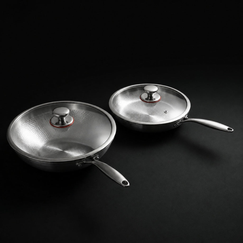 Titanium Wok and Fry Pan Set with Utensils