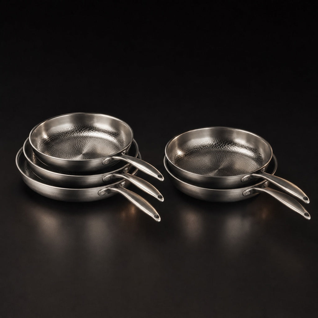 Titanium Frying Pan Bundle with 2 Lids 5 Sizes