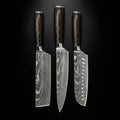 Knife Set | 3 Pieces | Layered Steel | Wooden Handles