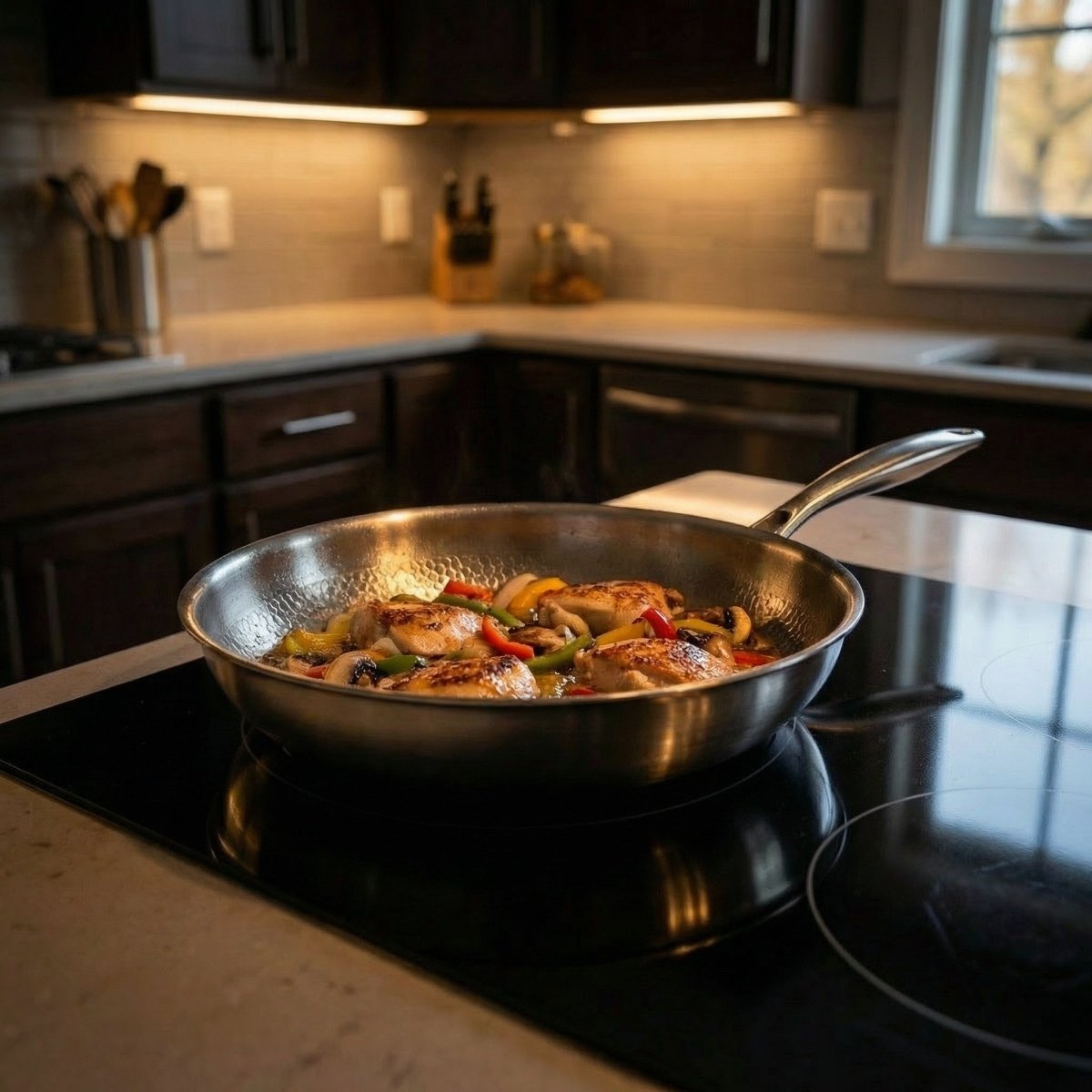 Titanium Frying Pan Bundle with 2 Lids 5 Sizes