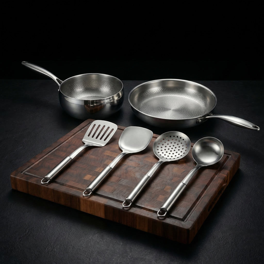 Titanium Pan & Sauté Set with Walnut Board