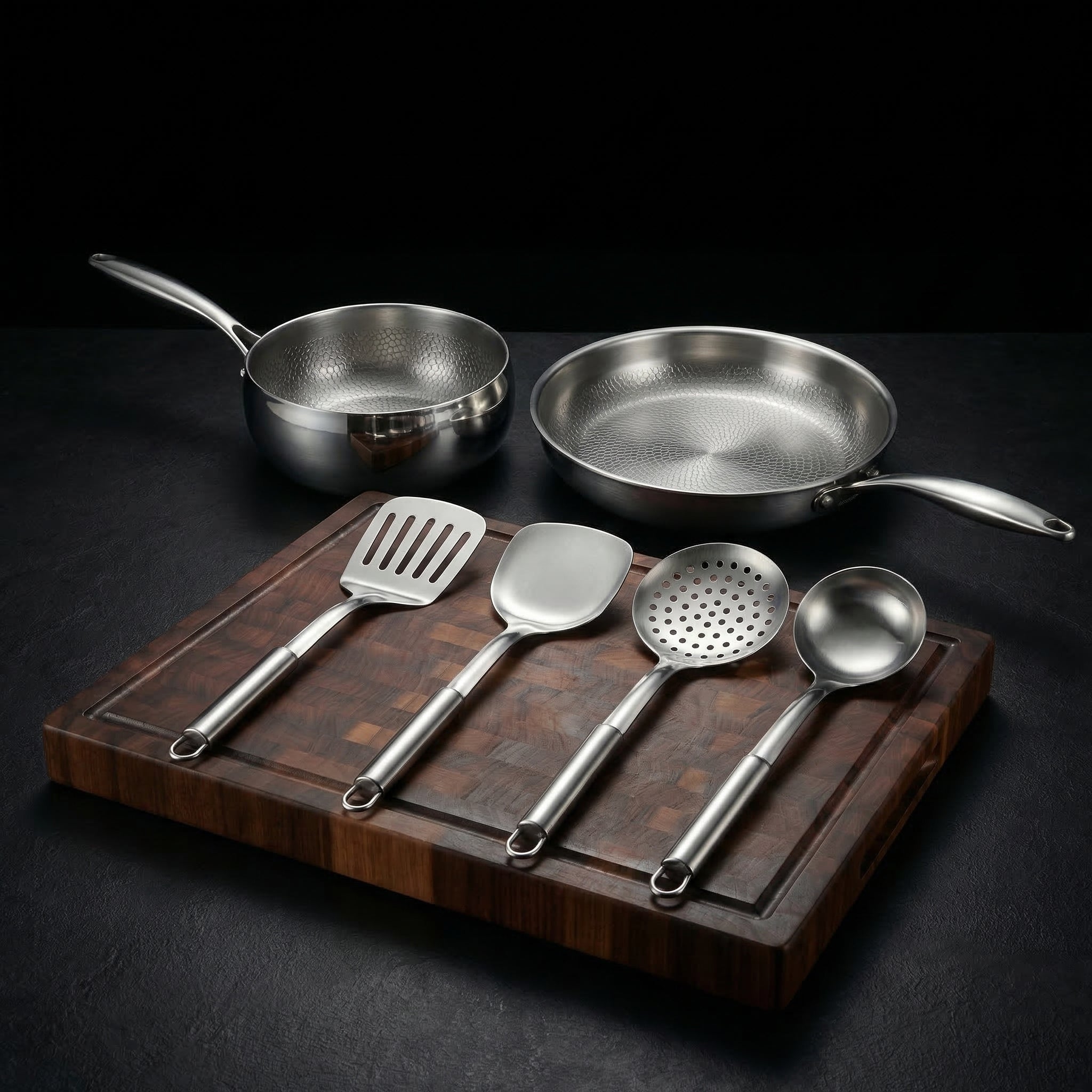 Titanium Pan & Sauté Set with Walnut Board