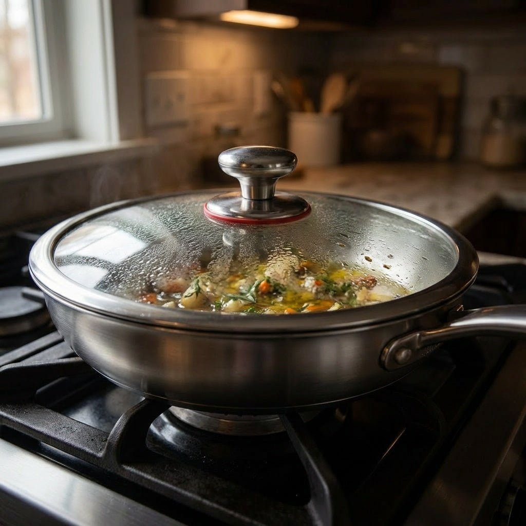 Titanium Frying Pan Bundle with 2 Lids 5 Sizes